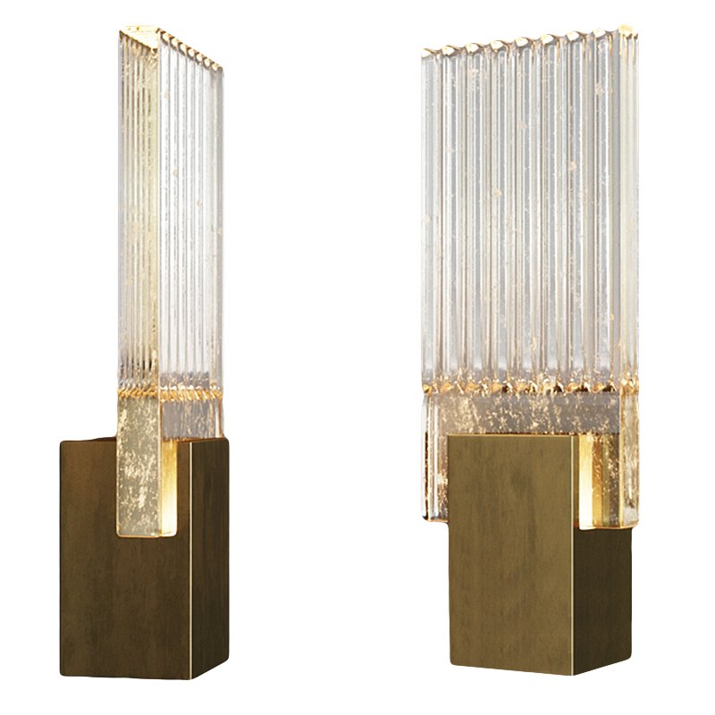 Бра PLEATED GLASS SCONCE Прозрачный (Transparent) Латунь в Самаре | Loft Concept 