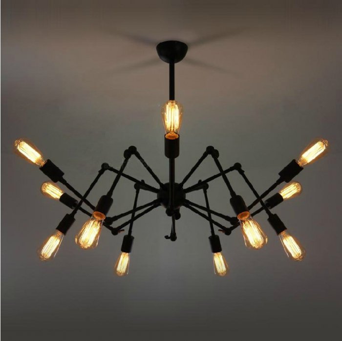 Люстра Loft Industrial Sputnik Chandelier Spider Черный в Самаре | Loft Concept 