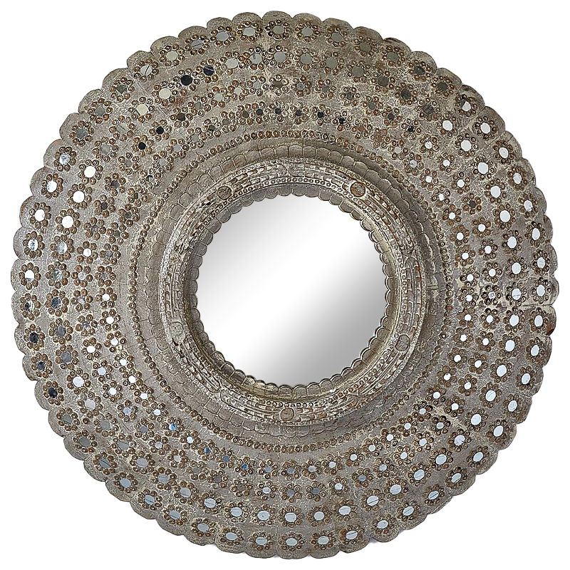 Зеркало Kiran Peacock Mirrors circle Restoration Hardware Бежево-серый в Самаре | Loft Concept 