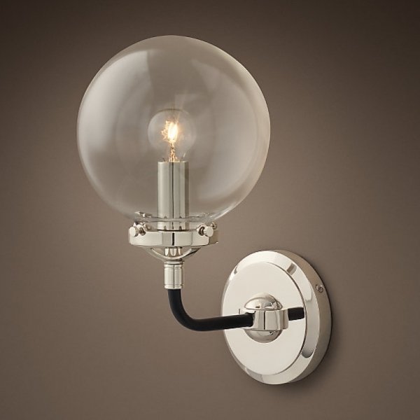 Бра Bistro Globe Clear Glass Single Sconce Nickel  в Самаре | Loft Concept 