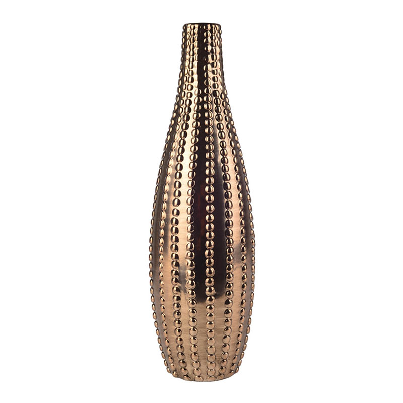 Ваза Ribbed Vase Narrow Throat bronze-gold 34  в Самаре | Loft Concept 