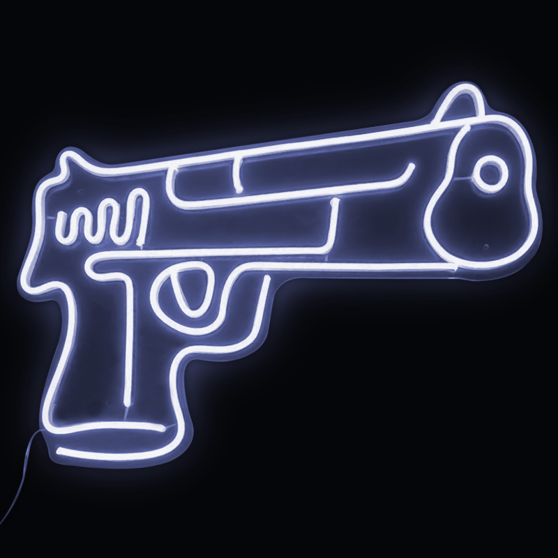 Неоновая настенная лампа Gun Neon Wall Lamp Белый Прозрачный в Самаре | Loft Concept 