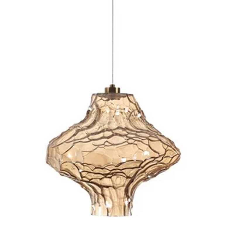 Подвесной светильник с плафоном из фактурного светло-янтарного стекла Light Ensemble Янтарный Бронза в Самаре | Loft Concept 