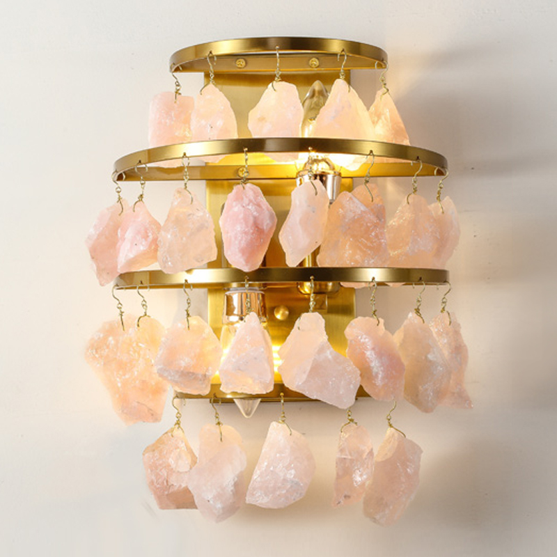 Hardis Pink stone Wall Lamp Латунь Дымчатая Роза в Самаре | Loft Concept 