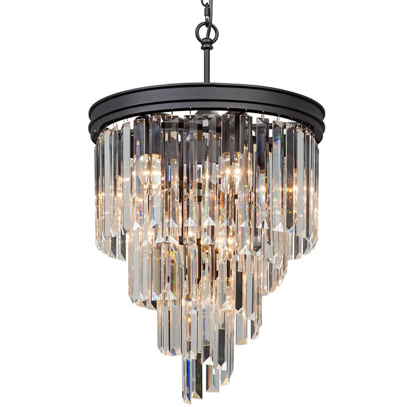 Люстра Odeon Chandelier Helix Black каскад прозрачное стекло  D 48 Прозрачное Стекло Черный матовый в Самаре | Loft Concept 