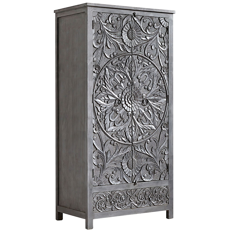 Шкаф Indian Antique White Furniture Cupboard Devan серый Серый в Самаре | Loft Concept 