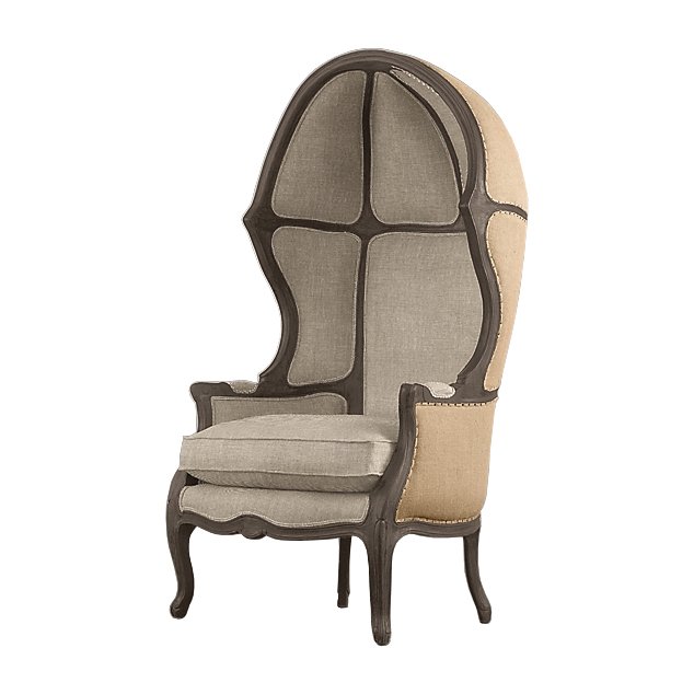 Кресло купол RH Versailles Domed Burlap Backed Chair ivory ( слоновая кость ) Серый Дерево Акация в Самаре | Loft Concept 