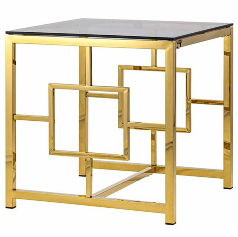 Стол приставной Milan Tables Gold Золотой Стекло Смок в Самаре | Loft Concept 