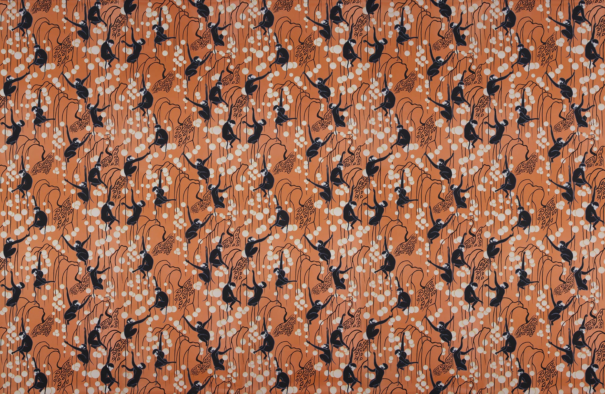 Обои ручная роспись Deco Monkeys Terracotta on dyed paper Обои ручная роспись Deco Monkeys Terracotta on dyed paper - постер Loft-Concept в Самаре