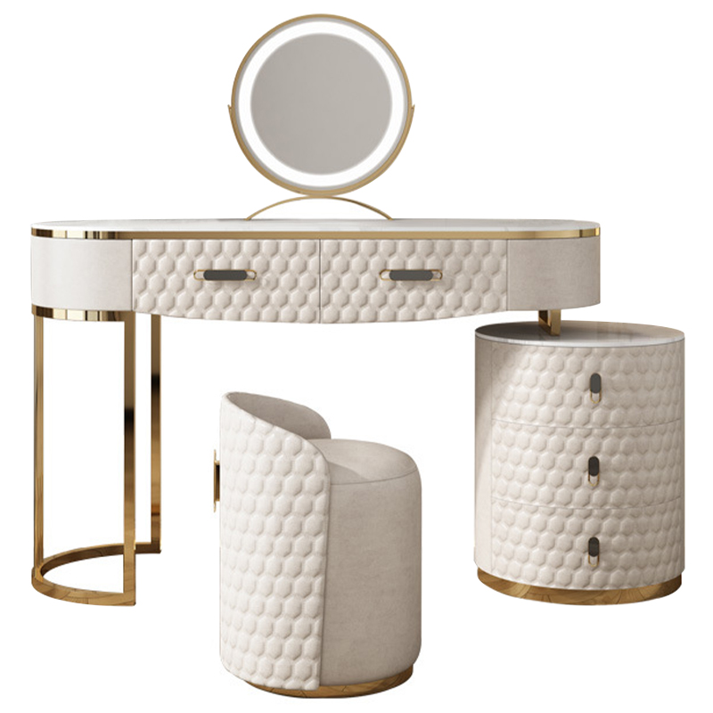 Трельяж Kathryn Bedroom Dressing Table White Белый Глянцевое золото Белый Мрамор Bianco в Самаре | Loft Concept 