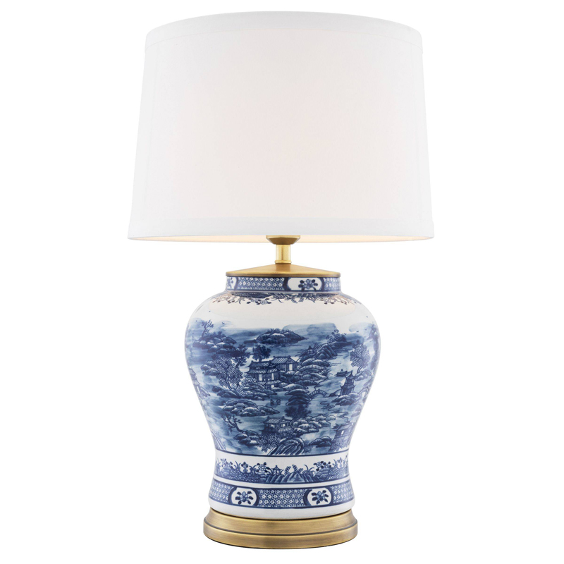 Настольная лампа Eichholtz Table Lamp Chinese Blue Белый Синий Латунь Античная полированная в Самаре | Loft Concept 