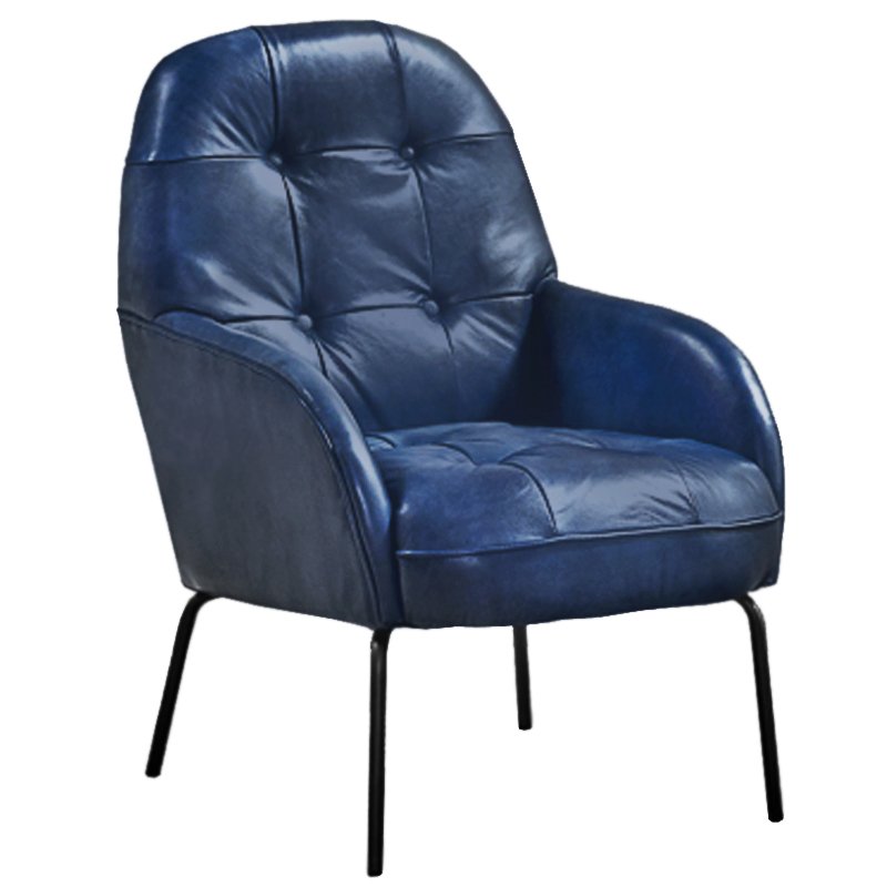 Кресло SHAPKIN LEATHER ARM CHAIR BLUE Синий Черный в Самаре | Loft Concept 