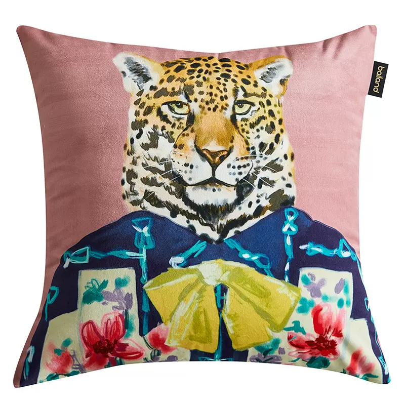 Декоративная подушка Стиль Gucci Leopard Fashion Animals Cushion Pink Розовый Мульти в Самаре | Loft Concept 