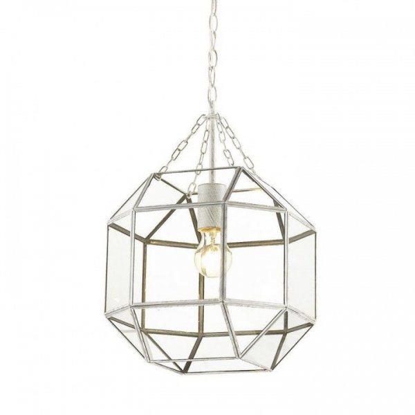 Подвесной светильник Glass & Metal Cage Pendant White Белый в Самаре | Loft Concept 