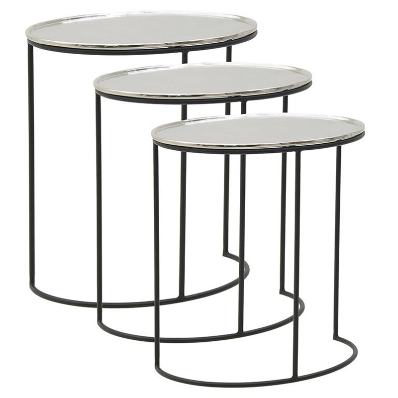 Комплект из 3-х приставных столов Heather Side Tables Черный Серебряный в Самаре | Loft Concept 