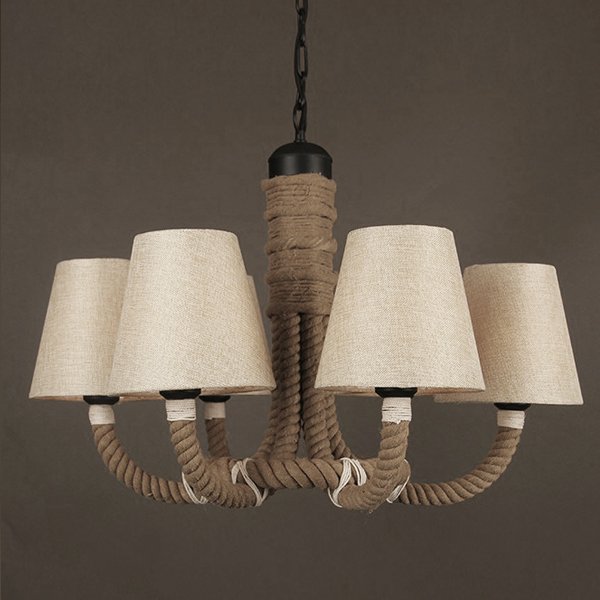 Люстра Rattan Chandelier Loft Rope Light Черный в Самаре | Loft Concept 