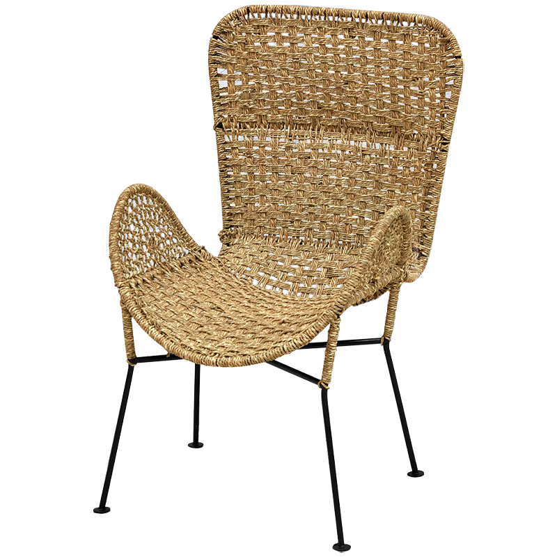 Плетеный стул на металлических ножках Tong Wicker Chair Коричневый Черный в Самаре | Loft Concept 