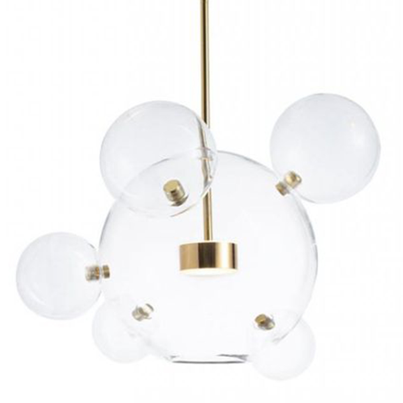 Подвесной Светильник Giopato & Coombes Bollr Pendant 6 BUBBLE LAMP золото Белый Золотой Прозрачное Стекло в Самаре | Loft Concept 