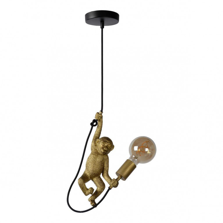 Подвесной светильник Monkey holding a light bulb Черный Золотой в Самаре | Loft Concept 