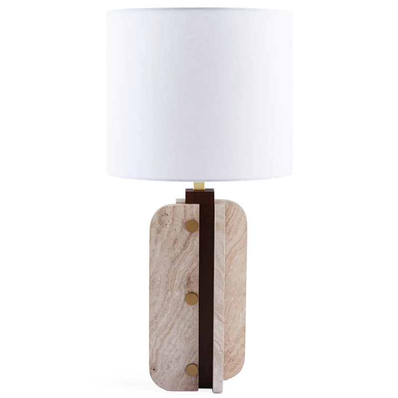 Настольная лампа TOPANGA COLUMN TABLE LAMP Белый Латунь Коричневый Бежевый в Самаре | Loft Concept 