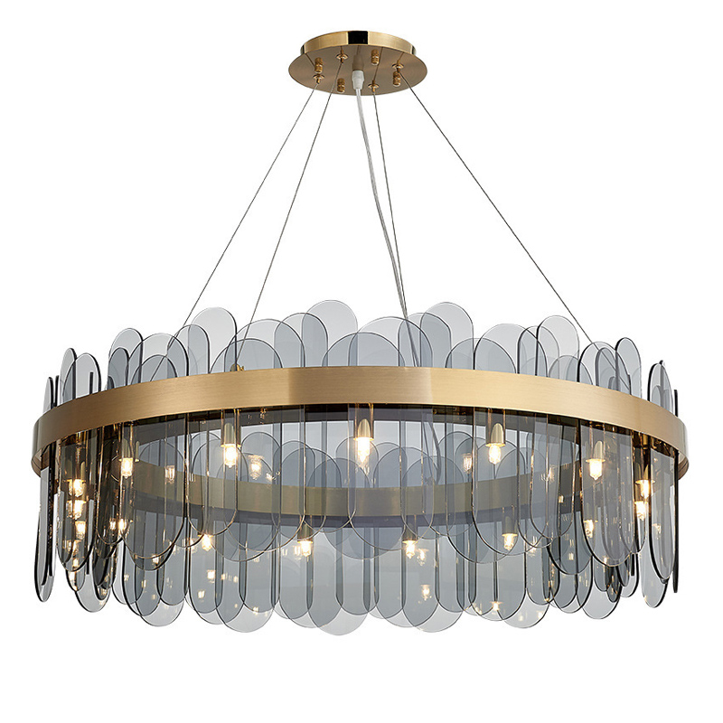 Люстра Blount Chandelier Smokey Латунь Стекло Смок в Самаре | Loft Concept 