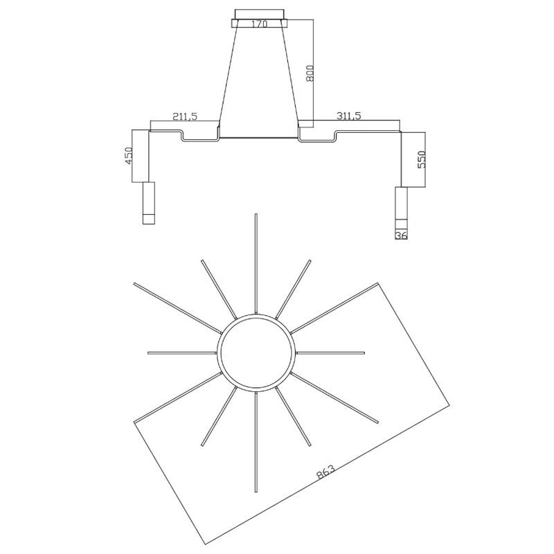 Wireflow LED White Suspension lam 12 патронов в Самаре