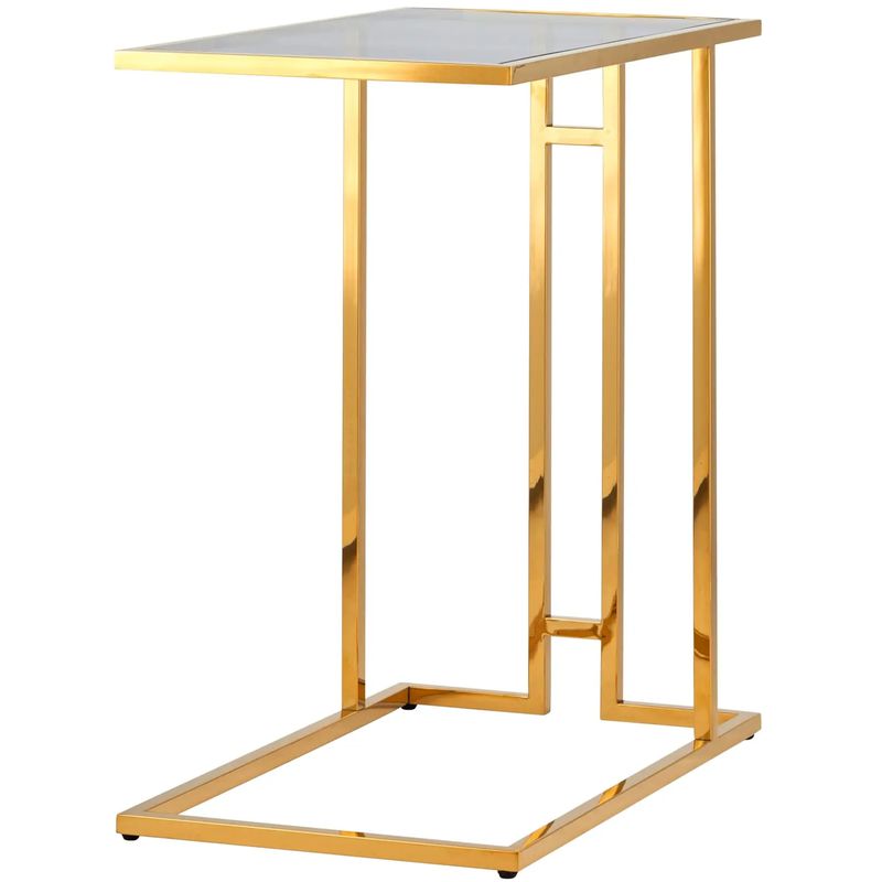 Стол приставной Lasker Milan Tables Gold Золотой Стекло Смок в Самаре | Loft Concept 