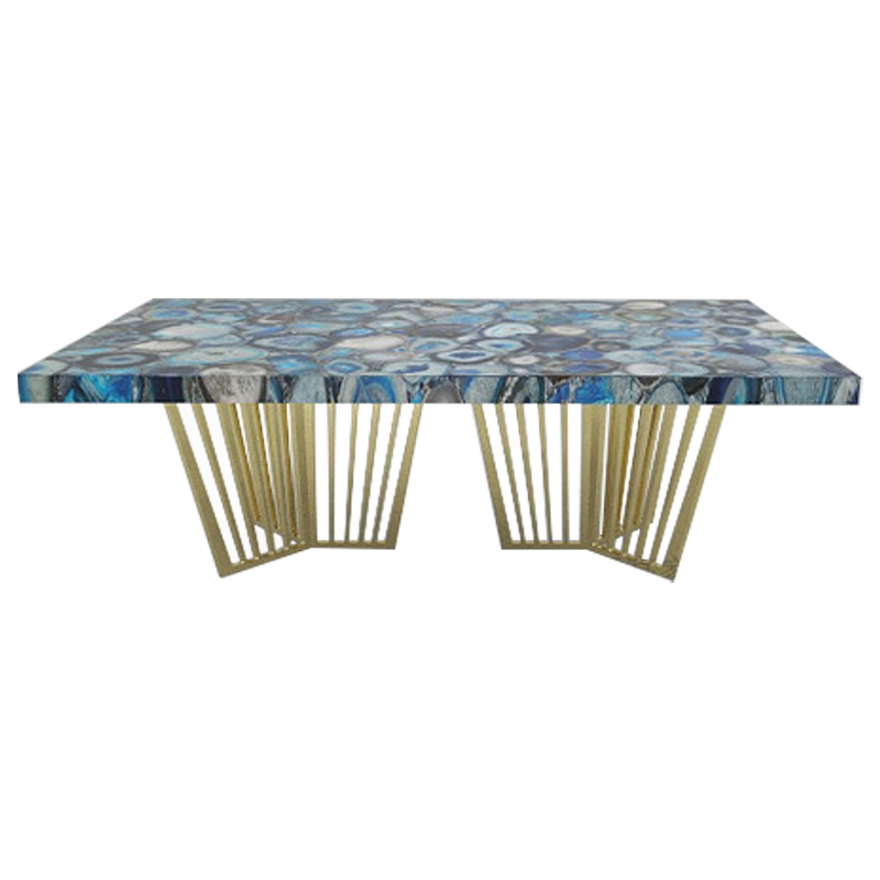 Обеденный стол Agate Design Blue Dining Table Синий Золотой в Самаре | Loft Concept 