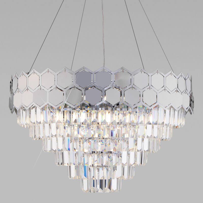 Люстра Hanging Hexagon Moira Chandelier chrome Прозрачный (Transparent) Хром в Самаре | Loft Concept 