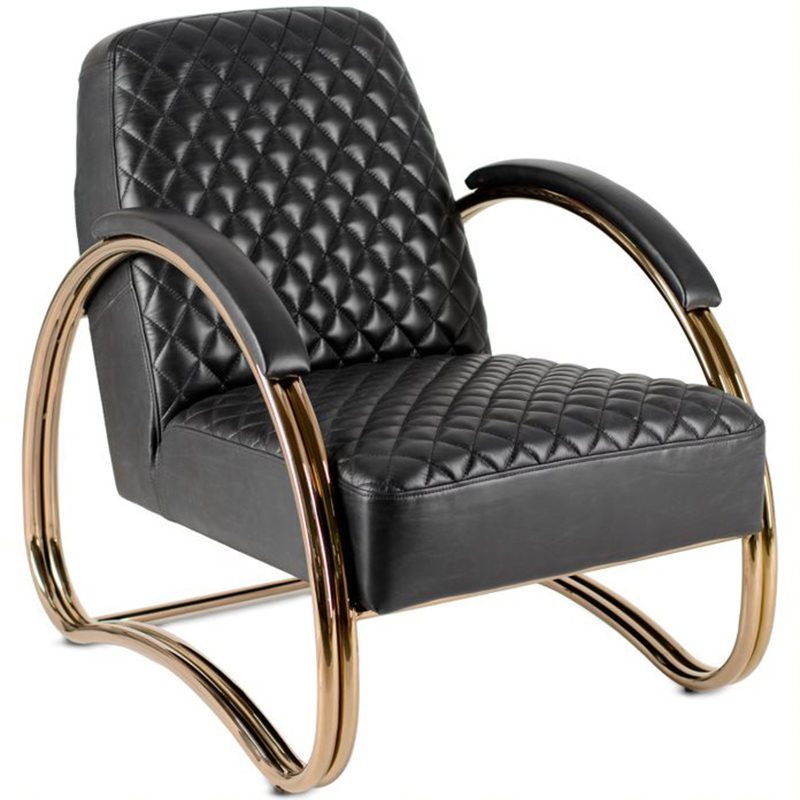 Кресло Hodges Armchair black leather Черный Розовое золото в Самаре | Loft Concept 