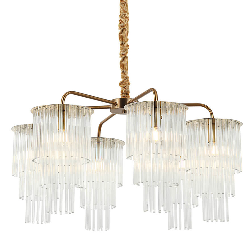 Люстра Harrison Chandelier gold 6 lamp Глянцевое золото Прозрачный в Самаре | Loft Concept 