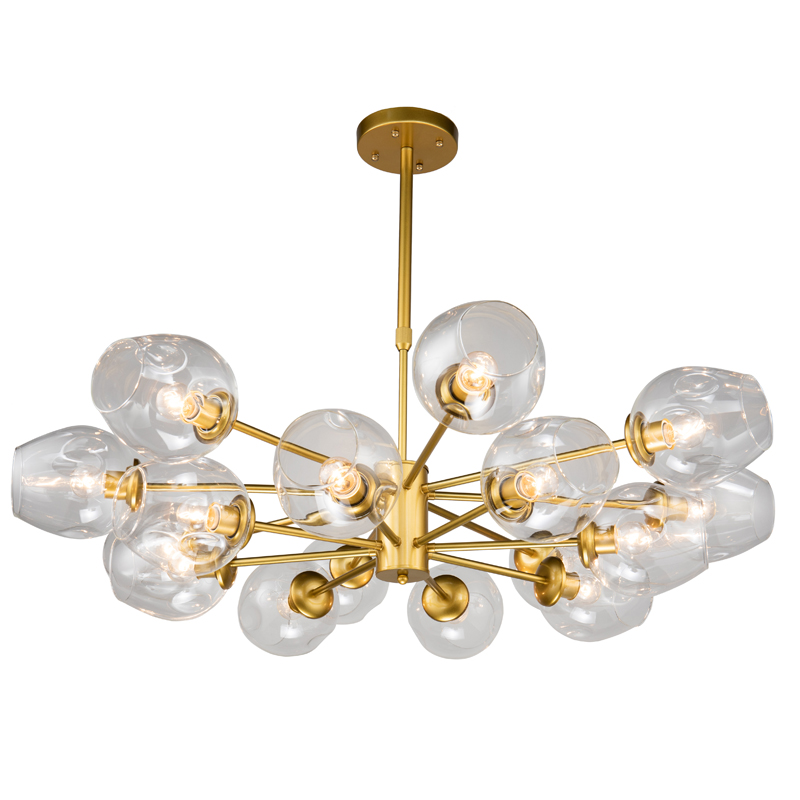 Люстра Branching Bubble Chandelier gold 16 Глянцевое золото Прозрачный в Самаре | Loft Concept 