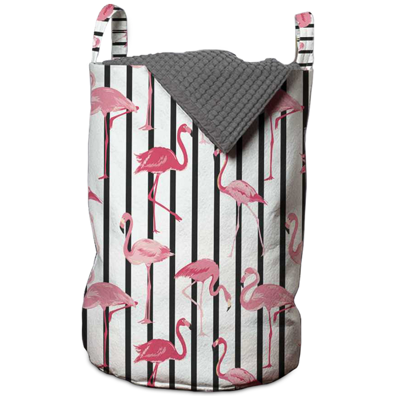 Корзина Flamingo Stripes Basket Черно-белый Розовый пастельный в Самаре | Loft Concept 