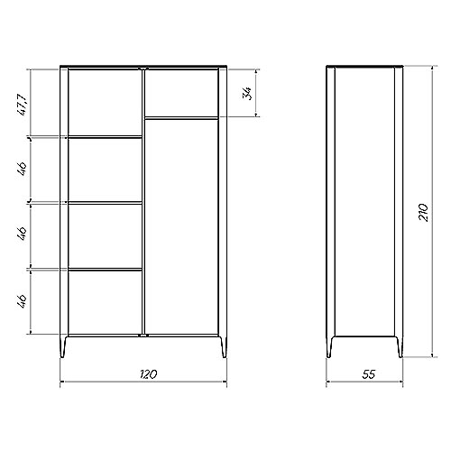 Шкаф двухстворчатый светло-серый Type в Самаре