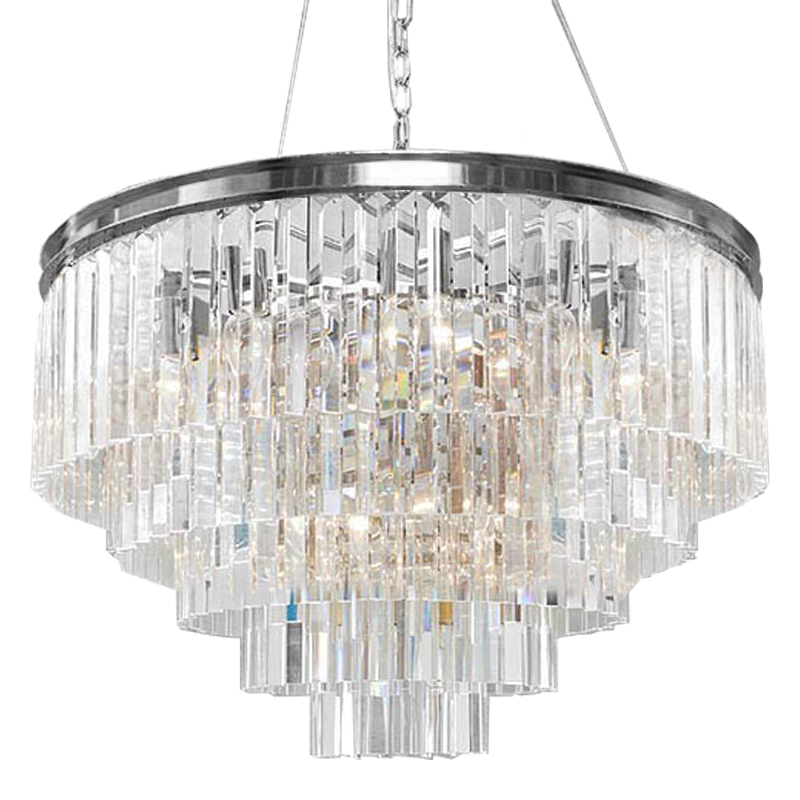 Люстра RH Odeon Chandelier Five Silver 80 Прозрачное Стекло Серебряный в Самаре | Loft Concept 