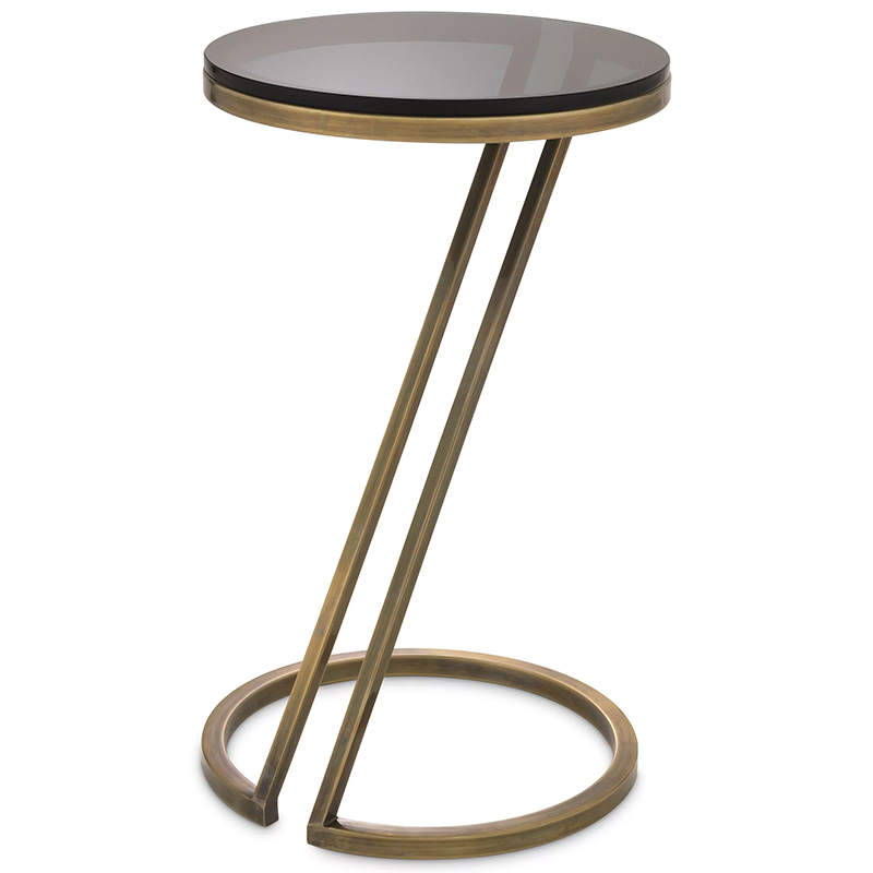 Приставной стол Eichholtz Side Table Falcone Brass Латунь Стекло Смок в Самаре | Loft Concept 