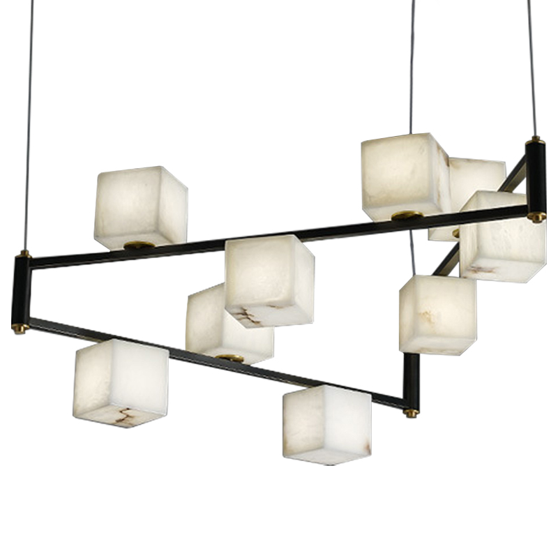 Люстра Marble Cubes Modern Light Chandelier 9 плафонов Белый Мрамор Bianco Черный Латунь в Самаре | Loft Concept 