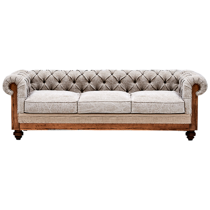 Диван Deconstructed Chesterfield Sofa Triple Gray Серый Бежевый Коричневый в Самаре | Loft Concept 