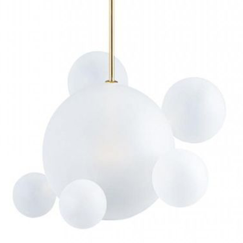 Светильник Giopato & Coombes Bollr Pendant 6 BUBBLE LAMP матовое белое стекло Белый Золотой в Самаре | Loft Concept 