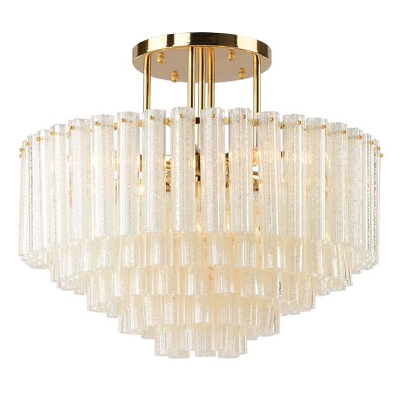 Люстра потолочная на штанге Textured Glass Chandelier Золотой Прозрачное Стекло в Самаре | Loft Concept 