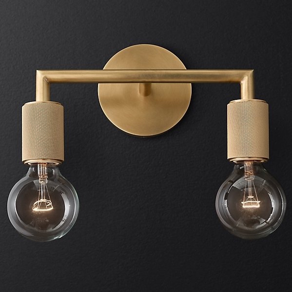 Бра RH Utilitaire Double Sconce Brass Латунь в Самаре | Loft Concept 