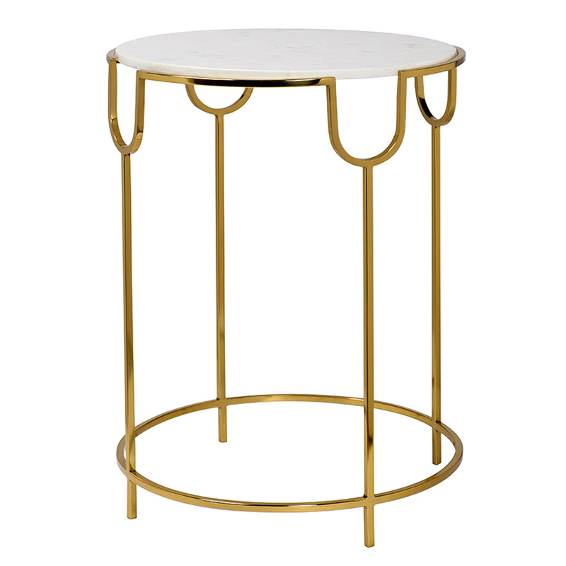 Приставной стол Bettina Side Table Глянцевое золото Белый Мрамор Bianco в Самаре | Loft Concept 