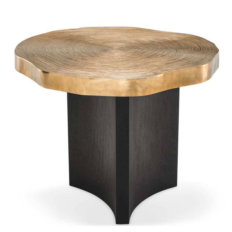 Приставной стол Eichholtz SIDE TABLE THOUSAND OAKS Черный Мрамор Nero Глянцевое золото в Самаре | Loft Concept 