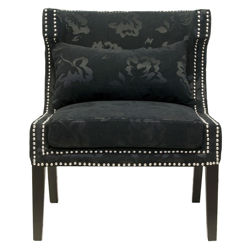 Полукресло с мягкой обивкой из жаккарда на 4-х ножках из массива березы Baroque Armchair black Черный в Самаре | Loft Concept 