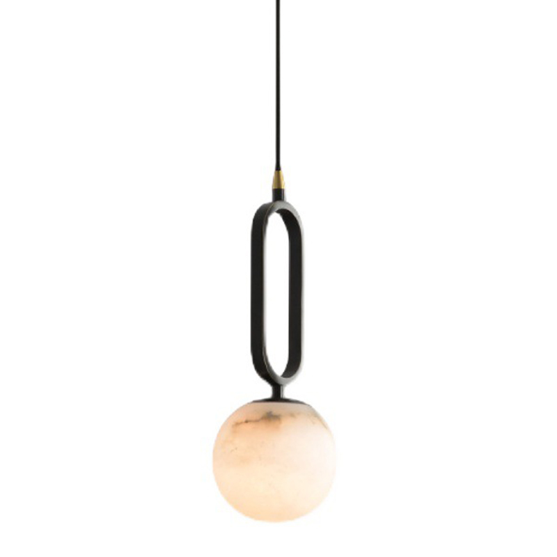 Подвесной светильник Reine Marble Hanging Lamp Черный Белый Мрамор Bianco Латунь в Самаре | Loft Concept 