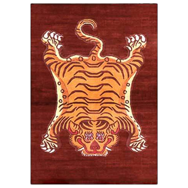 Ковер Тибетский Тигр Tibetan Tiger Rug Red Красный Оранжевый в Самаре | Loft Concept 