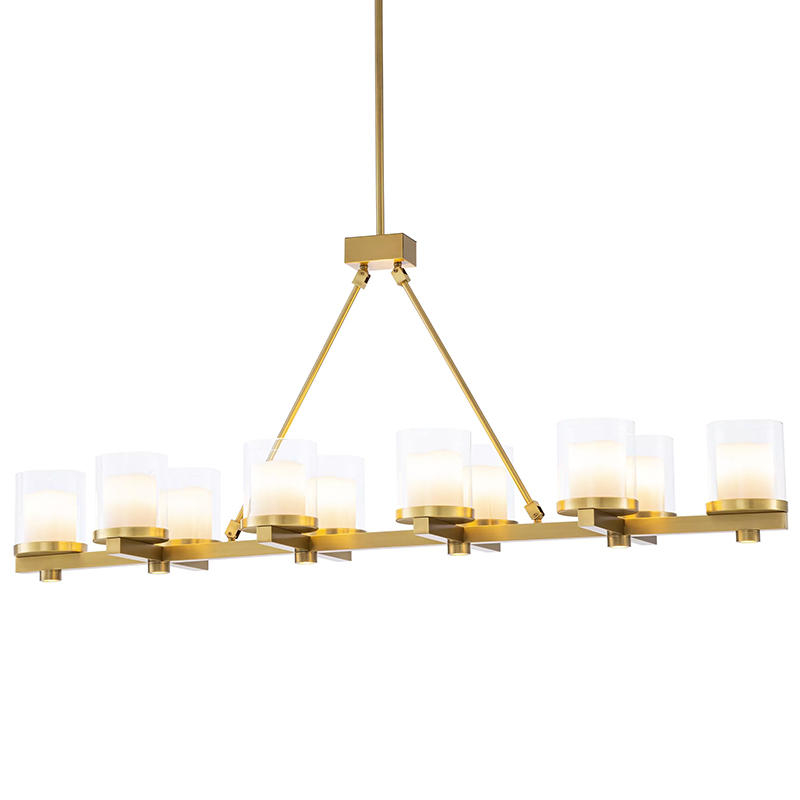 Люстра Eichholtz Chandelier Donovan Brass Латунь Белый Прозрачное Стекло в Самаре | Loft Concept 