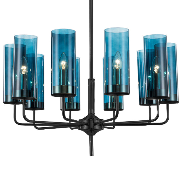 Люстра Black & Blue Glass Tube Chandelier 10 Графитовый Сапфир (Sapphire) в Самаре | Loft Concept 