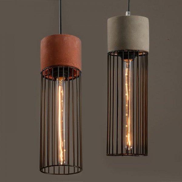 Подвесной светильник Cement Droplight Pendant Light cylinder Серый Красный Черный в Самаре | Loft Concept 