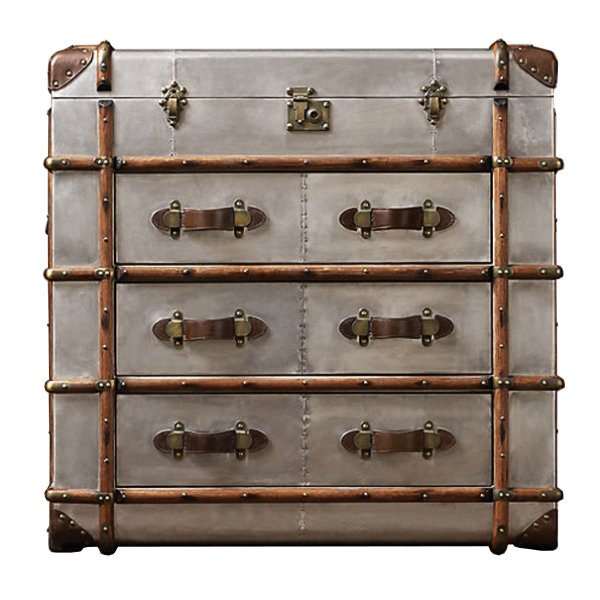 Комод в стиле Лофт RH Richards Polished Aluminum Trunks Chest Алюминий Коричневый винтаж в Самаре | Loft Concept 